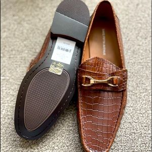 Brand new, never been worn tan crocodile loafers from Saks Fifth Avenue.